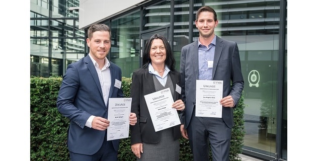 Die Gewinner der GEFMA-Förderpreise 2018: Kevin Spiegel, Petra Kluge, Jan-Magnus Glas (v.l.).
